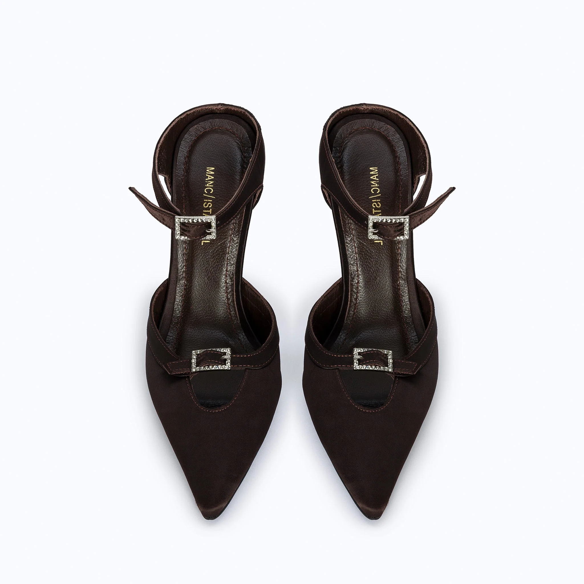 MARGAUX BROWN - SATIN WEDGE MULE - Image 3
