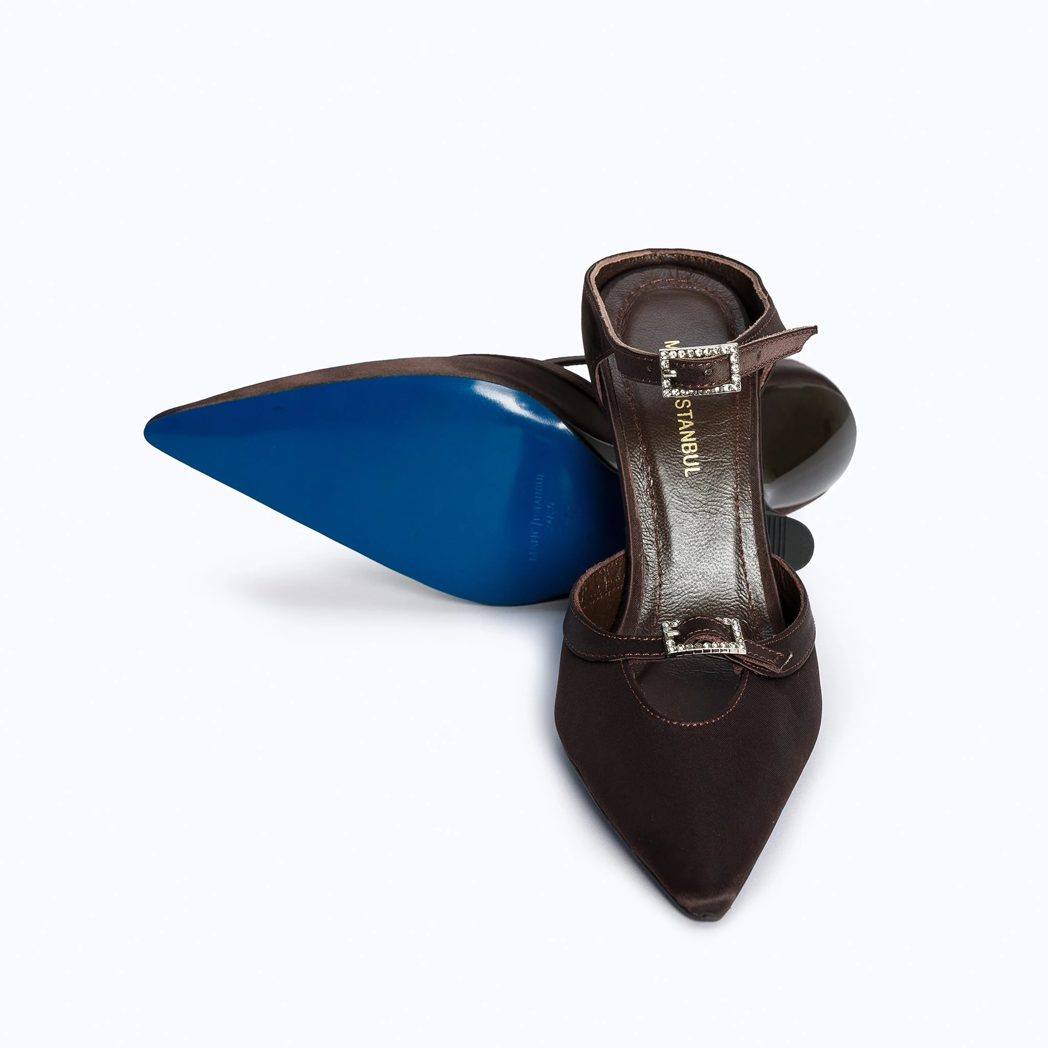 MARGAUX BROWN - SATIN WEDGE MULE - Image 5